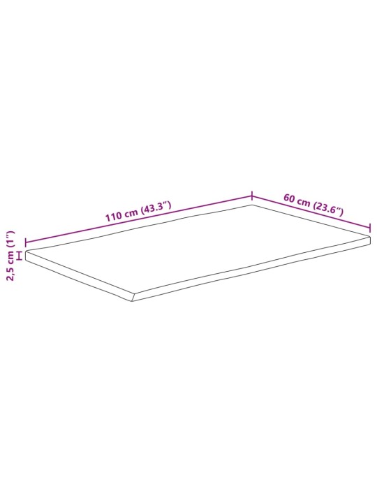 Stolní deska 110 x 60 x 2,5 cm živá hrana mangovníkové dřevo