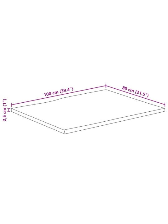 Stolní deska 100 x 80 x 2,5 cm živá hrana mangovníkové dřevo
