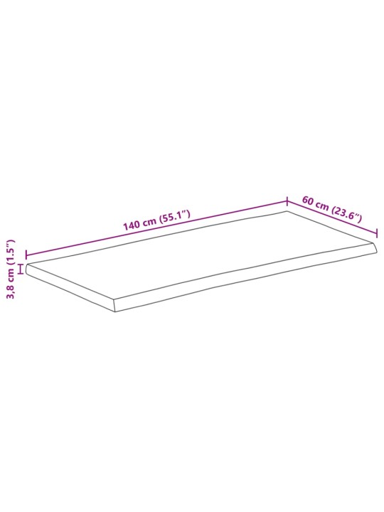 Stolní deska 140 x 60 x 3,8 cm živá hrana mangovníkové dřevo