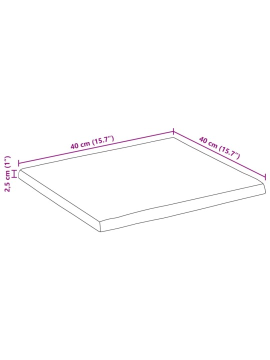 Stolní deska 40 x 40 x 2,5 cm živá hrana mangovníkové dřevo