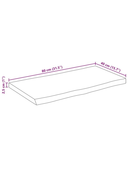 Stolní deska 80 x 40 x 2,5 cm živá hrana mangovníkové dřevo