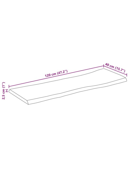 Stolní deska 120 x 40 x 2,5 cm živá hrana mangovníkové dřevo