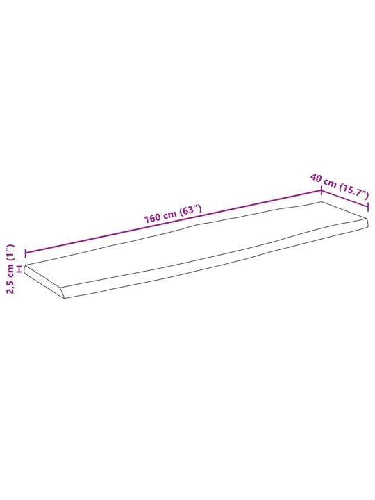 Stolní deska 160 x 40 x 2,5 cm živá hrana mangovníkové dřevo