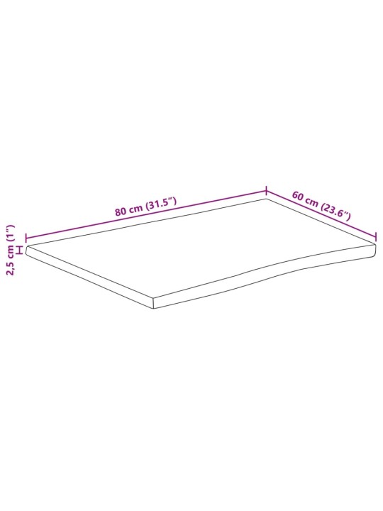 Stolní deska 80 x 60 x 2,5 cm živá hrana mangovníkové dřevo