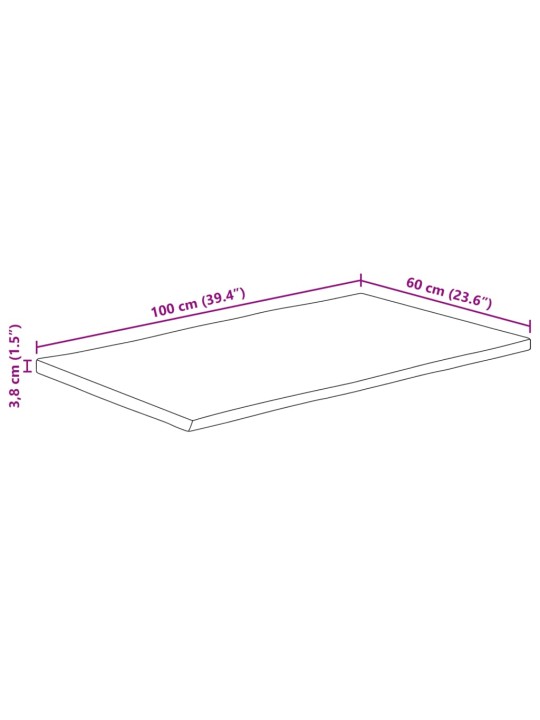 Stolní deska 100 x 60 x 3,8 cm živá hrana mangovníkové dřevo