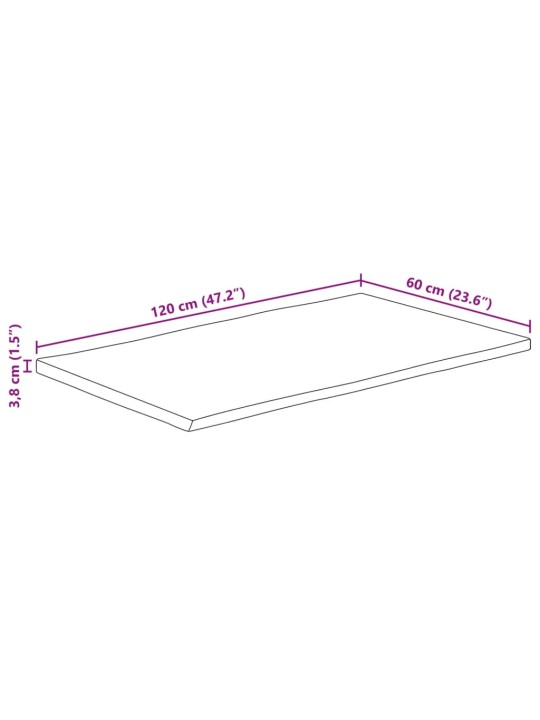 Stolní deska 120 x 60 x 3,8 cm živá hrana mangovníkové dřevo