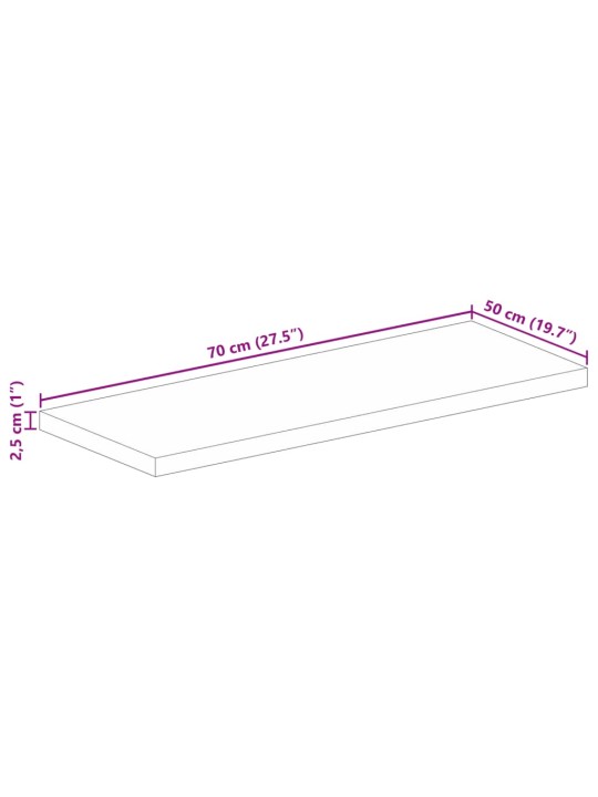 Stolní deska 70x50x2,5 cm obdélníková masivní akáciové dřevo
