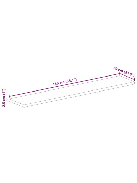 Stolní deska 140x60x2,5 cm obdélníková masivní akáciové dřevo