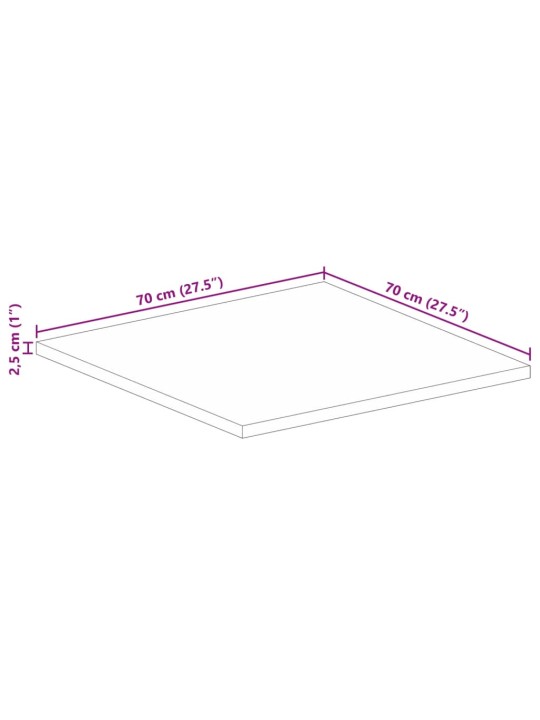 Stolní deska 70 x 70 x 2,5 cm čtvercová masivní akáciové dřevo