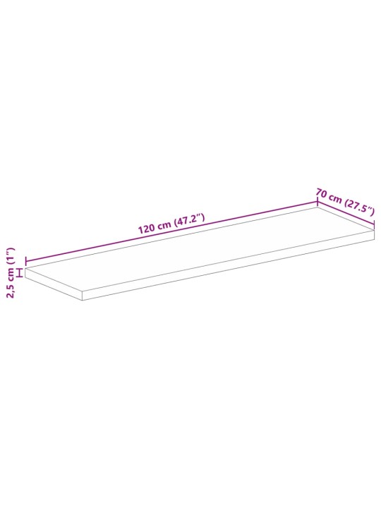 Stolní deska 120x70x2,5 cm obdélníková masivní akáciové dřevo