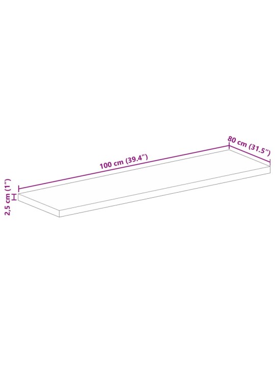 Stolní deska 100x80x2,5 cm obdélníková masivní akáciové dřevo