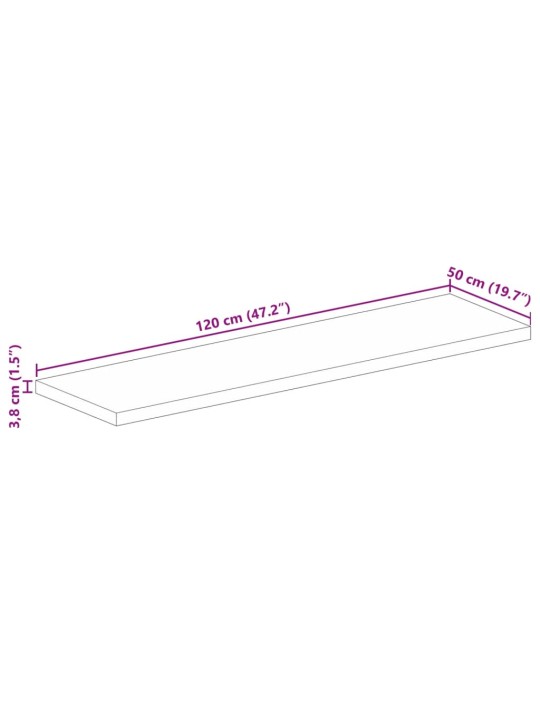 Stolní deska 120x50x3,8 cm obdélníková masivní akáciové dřevo