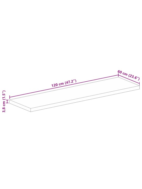 Stolní deska 120x60x3,8 cm obdélníková masivní akáciové dřevo