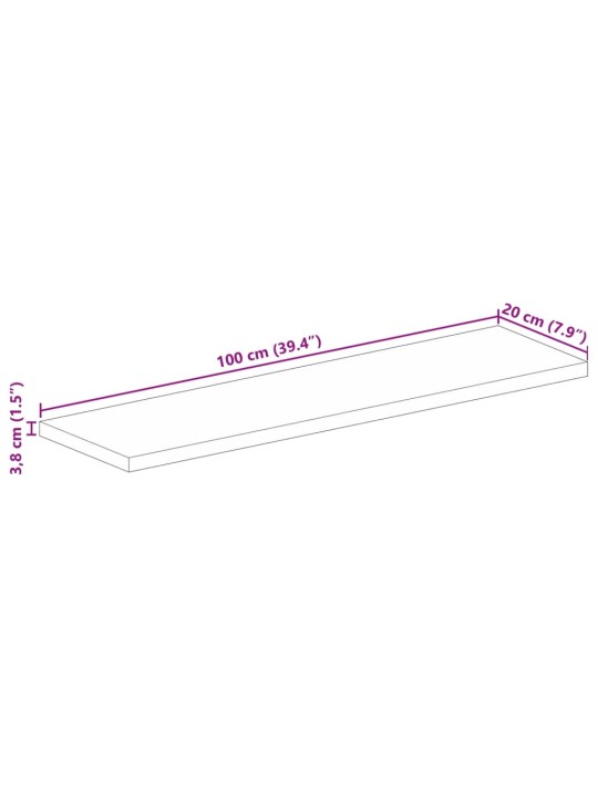 Stolní deska 100x20x3,8cm obdélníková masivní recyklované dřevo