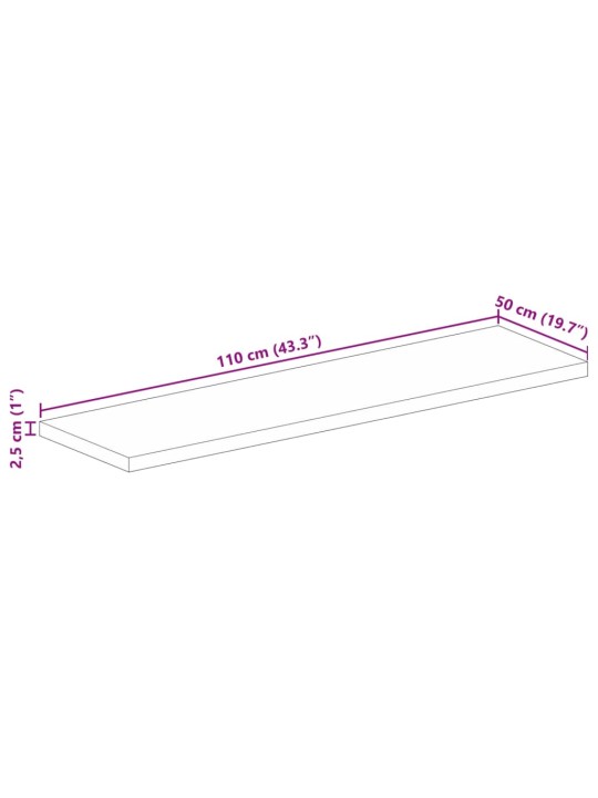 Stolní deska 110x50x2,5cm obdélníková masivní recyklované dřevo