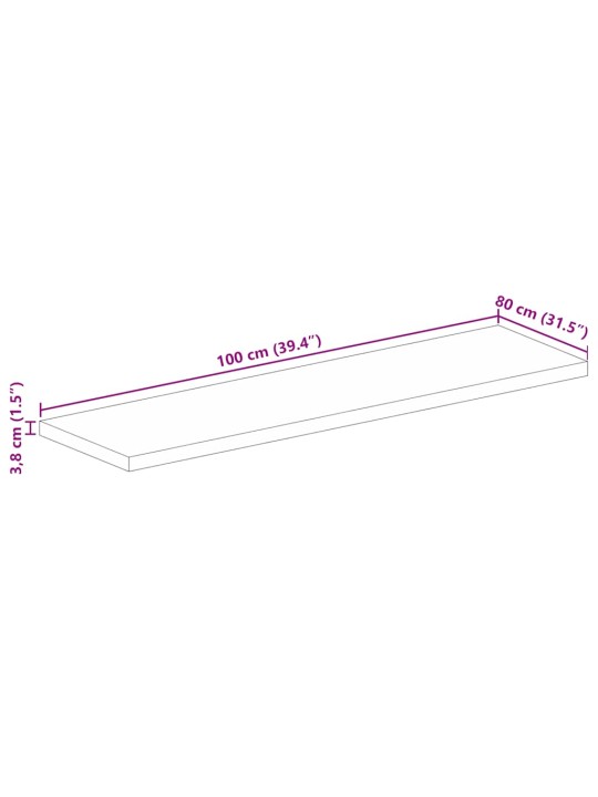 Stolní deska 100x80x3,8cm obdélníková masivní recyklované dřevo