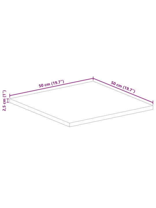 Stolní deska 50x50x2,5 cm čtvercová hrubé mangovníkové dřevo