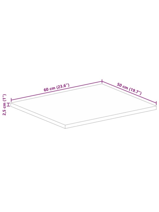 Stolní deska 60x50x2,5 cm obdélníková hrubé mangovníkové dřevo