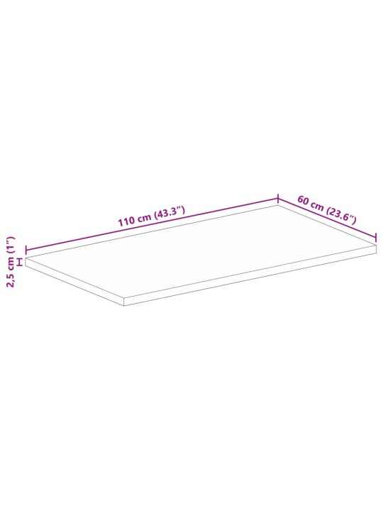 Stolní deska 110x60x2,5 cm obdélníková hrubé mangovníkové dřevo