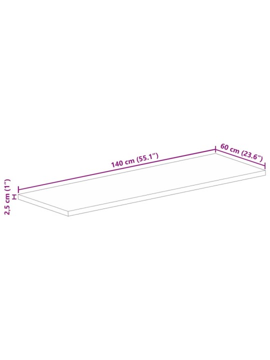 Stolní deska 140x60x2,5cm obdélníková hrubé mangovníkové dřevo