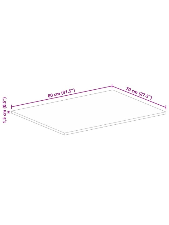 Stolní deska 80x70x1,5 cm obdélníková hrubé mangovníkové dřevo