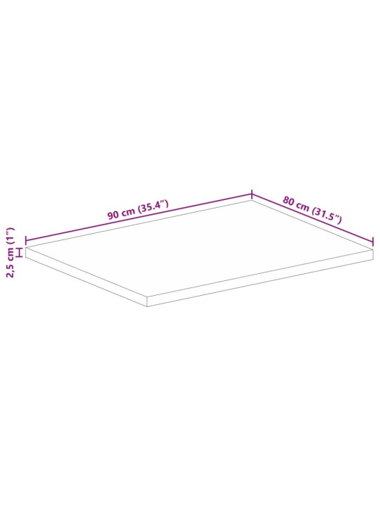Stolní deska 90x80x2,5 cm obdélníková hrubé mangovníkové dřevo