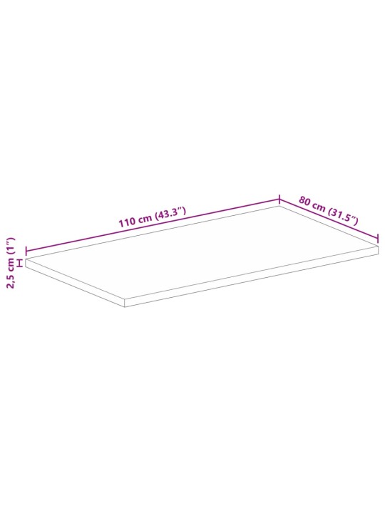 Stolní deska 110x80x2,5 cm obdélníková hrubé mangovníkové dřevo