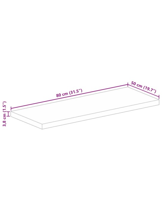 Stolní deska 80 x 50 x 3,8 cm obdélníková mangovníkové dřevo