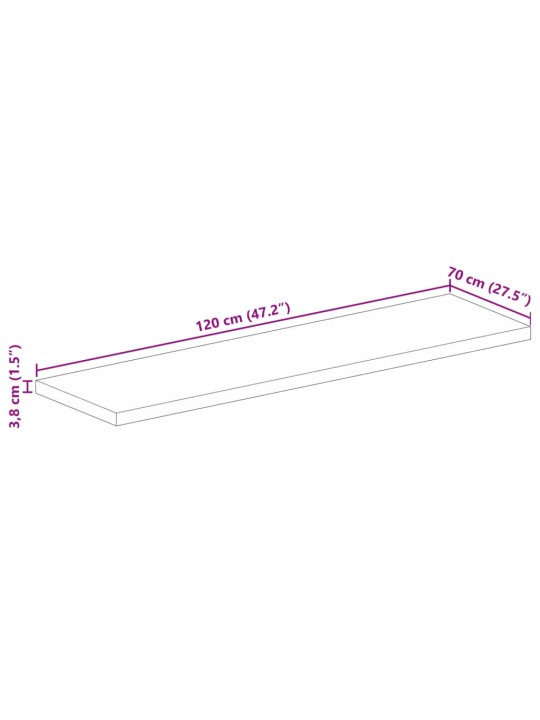 Stolní deska 120 x 70 x 3,8 cm obdélníková mangovníkové dřevo
