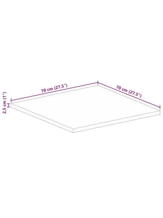 Stolní deska 70x70x2,5 cm čtvercová masivní mangovníkové dřevo