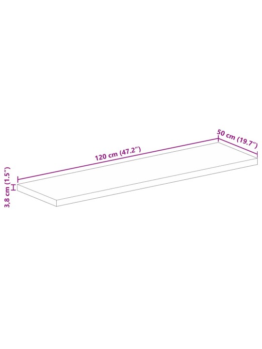 Stolní deska 120 x 50 x 3,8 cm obdélníková mangovníkové dřevo