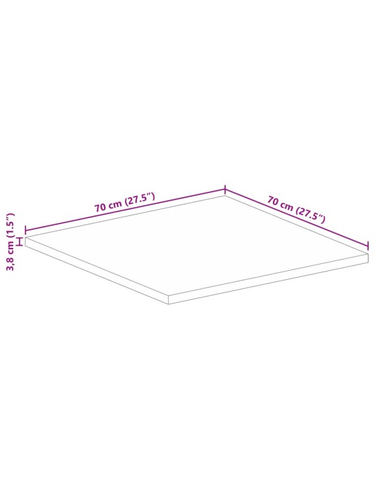 Stolní deska 70 x 70 x 3,8 cm čtvercová mangovníkové dřevo