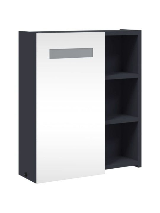 Koupelnová zrcadlová skříňka s LED osvětlením šedá 45x13x52 cm