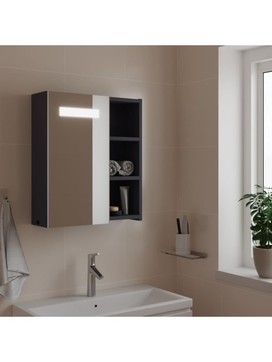 Koupelnová zrcadlová skříňka s LED osvětlením šedá 45x13x52 cm