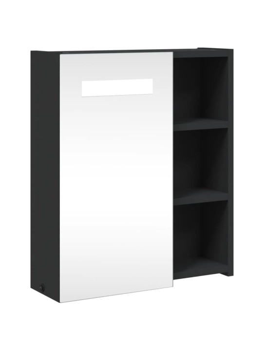 Koupelnová zrcadlová skříňka s LED osvětlením černá 45x13x52 cm