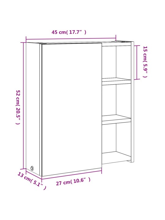 Koupelnová zrcadlová skříňka s LED osvětlením černá 45x13x52 cm