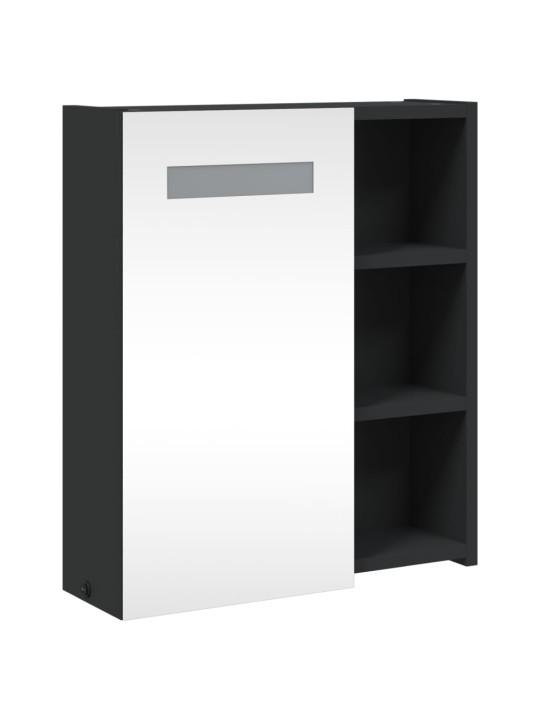 Koupelnová zrcadlová skříňka s LED osvětlením černá 45x13x52 cm