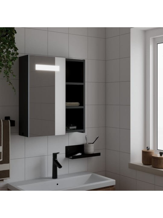 Koupelnová zrcadlová skříňka s LED osvětlením černá 45x13x52 cm