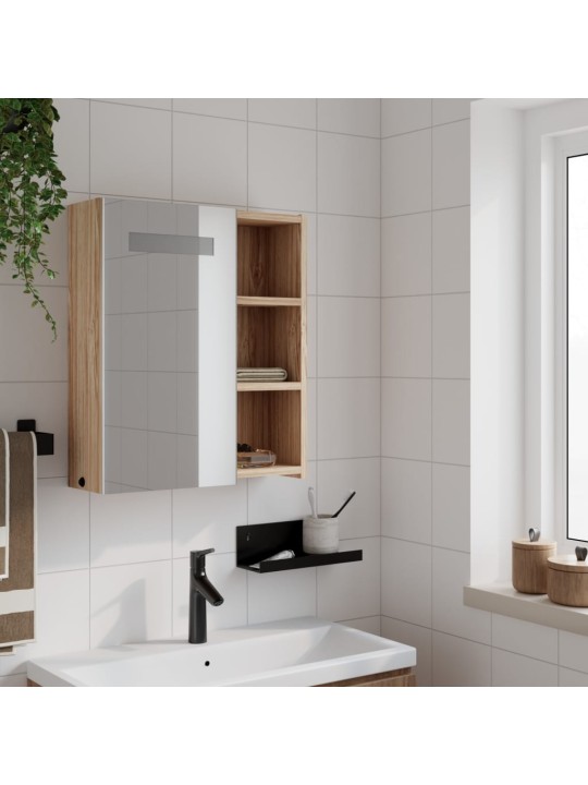 Koupelnová zrcadlová skříňka s LED osvětlením dub 45x13x52 cm