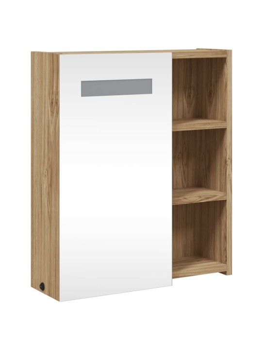 Koupelnová zrcadlová skříňka s LED osvětlením dub 45x13x52 cm