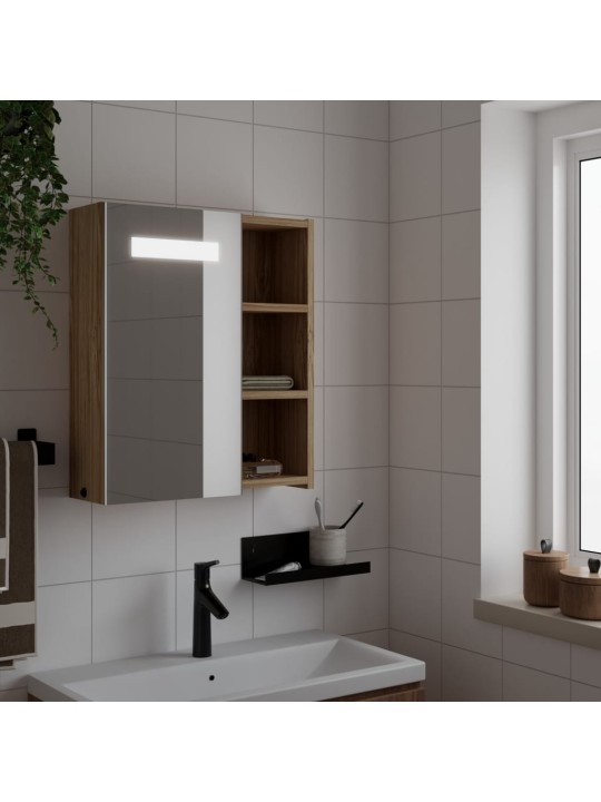 Koupelnová zrcadlová skříňka s LED osvětlením dub 45x13x52 cm