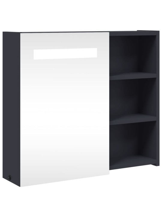 Koupelnová zrcadlová skříňka s LED osvětlením šedá 60x13x52 cm