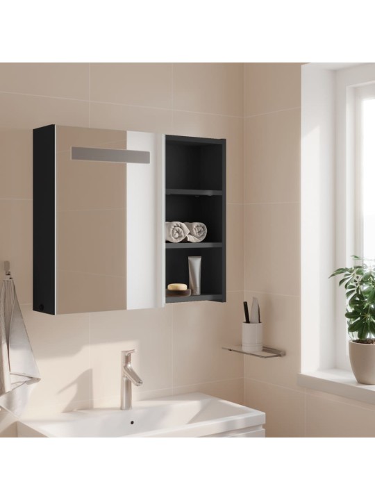 Koupelnová zrcadlová skříňka s LED osvětlením šedá 60x13x52 cm