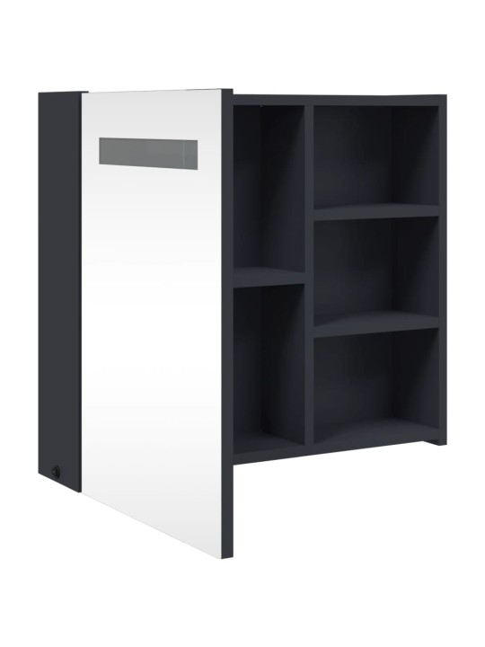 Koupelnová zrcadlová skříňka s LED osvětlením šedá 60x13x52 cm