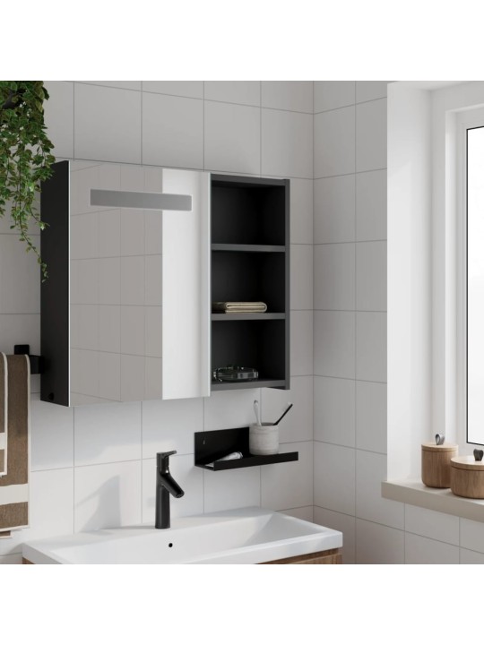 Koupelnová zrcadlová skříňka s LED osvětlením černá 60x13x52 cm