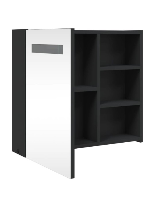 Koupelnová zrcadlová skříňka s LED osvětlením černá 60x13x52 cm
