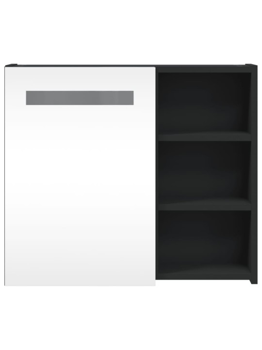 Koupelnová zrcadlová skříňka s LED osvětlením černá 60x13x52 cm