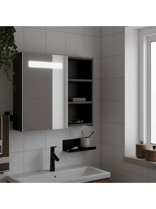 Koupelnová zrcadlová skříňka s LED osvětlením černá 60x13x52 cm
