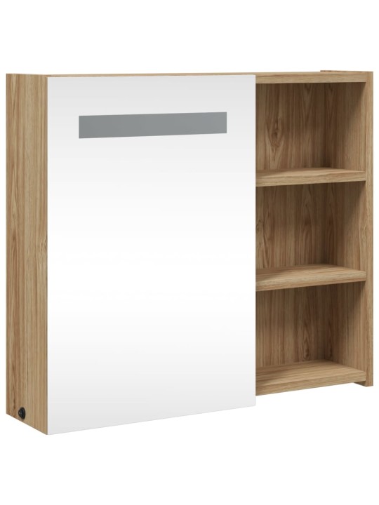 Koupelnová zrcadlová skříňka s LED osvětlením dub 60x13x52 cm
