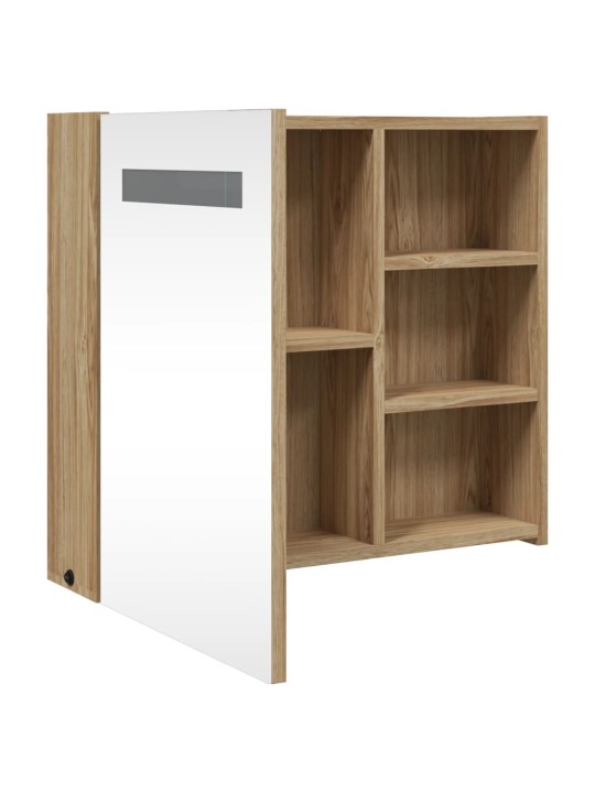 Koupelnová zrcadlová skříňka s LED osvětlením dub 60x13x52 cm